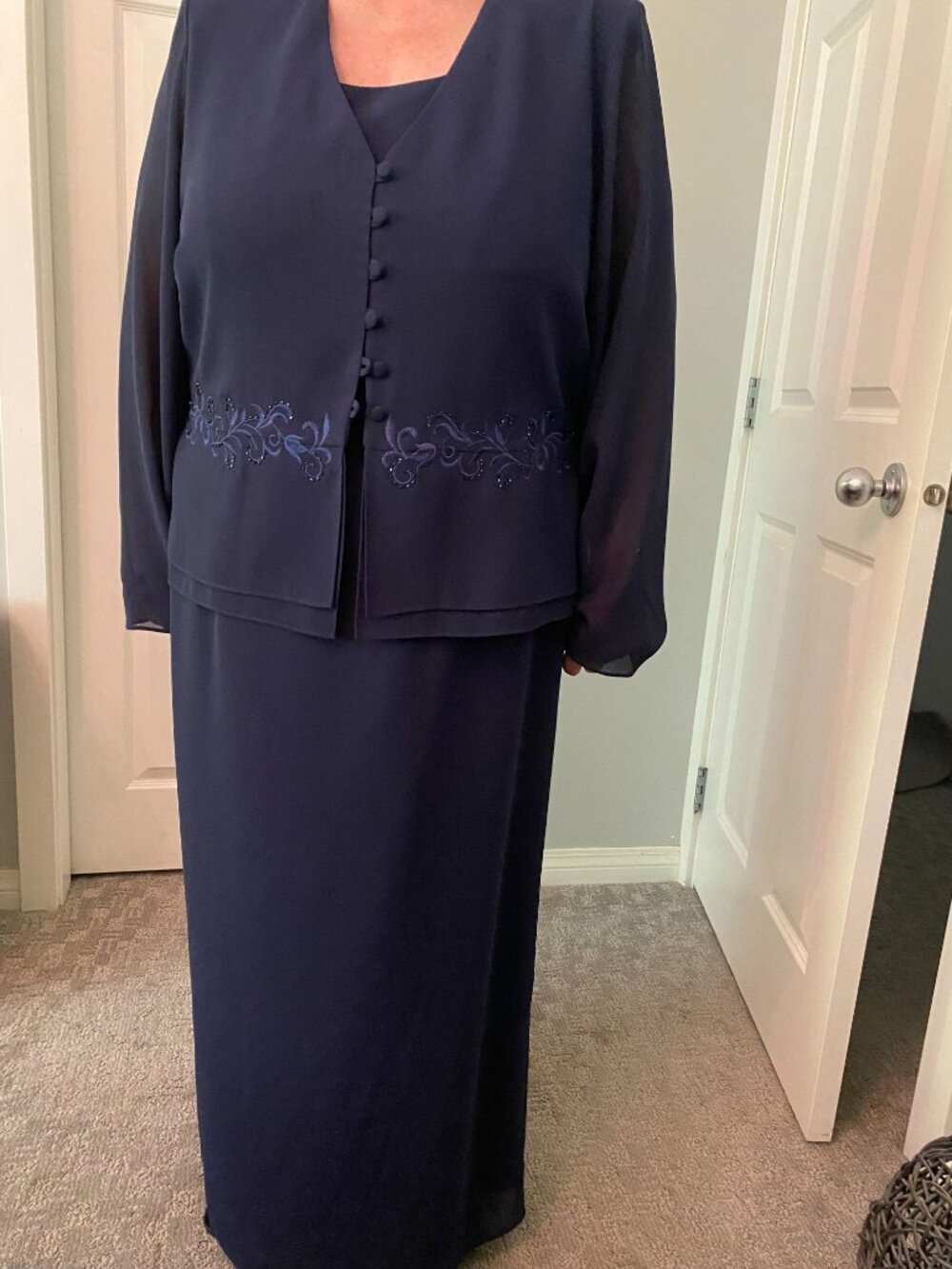3 Pc Vintage Michel Antoni Dress in Navy Blue